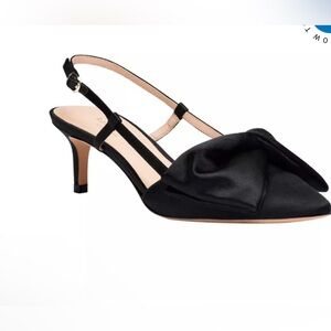 kate spade Black Satin Bow Slingback Pumps